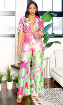Petal Cascade | Ombre Floral Pants Set - Pink Lime - Cutely Covered
