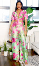 Petal Cascade | Ombre Floral Pants Set - Pink Lime - Cutely Covered