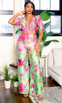 Petal Cascade | Ombre Floral Pants Set - Pink Lime - Cutely Covered