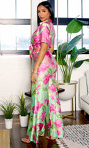 Petal Cascade | Ombre Floral Pants Set - Pink Lime - Cutely Covered