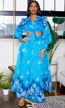 Madeline Tie Front  Dress | Maxi Dress - Blue - Cutely Covered