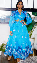 Madeline Tie Front  Dress | Maxi Dress - Blue - Cutely Covered
