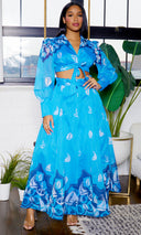 Madeline Tie Front  Dress | Maxi Dress - Blue - Cutely Covered
