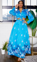 Madeline Tie Front  Dress | Maxi Dress - Blue - Cutely Covered