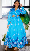 Madeline Tie Front  Dress | Maxi Dress - Blue - Cutely Covered
