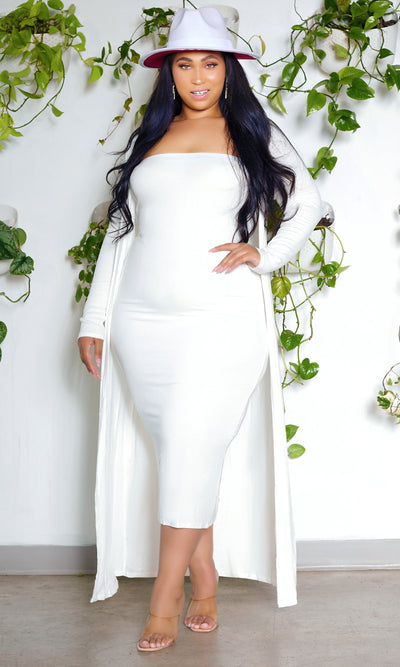 Slay Bae | Cardigan Dress Set - White PREORDER Ships End July - Cutely Covered