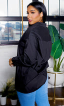 Long Sleeve Pleated Flower - Black - Cutely Covered
