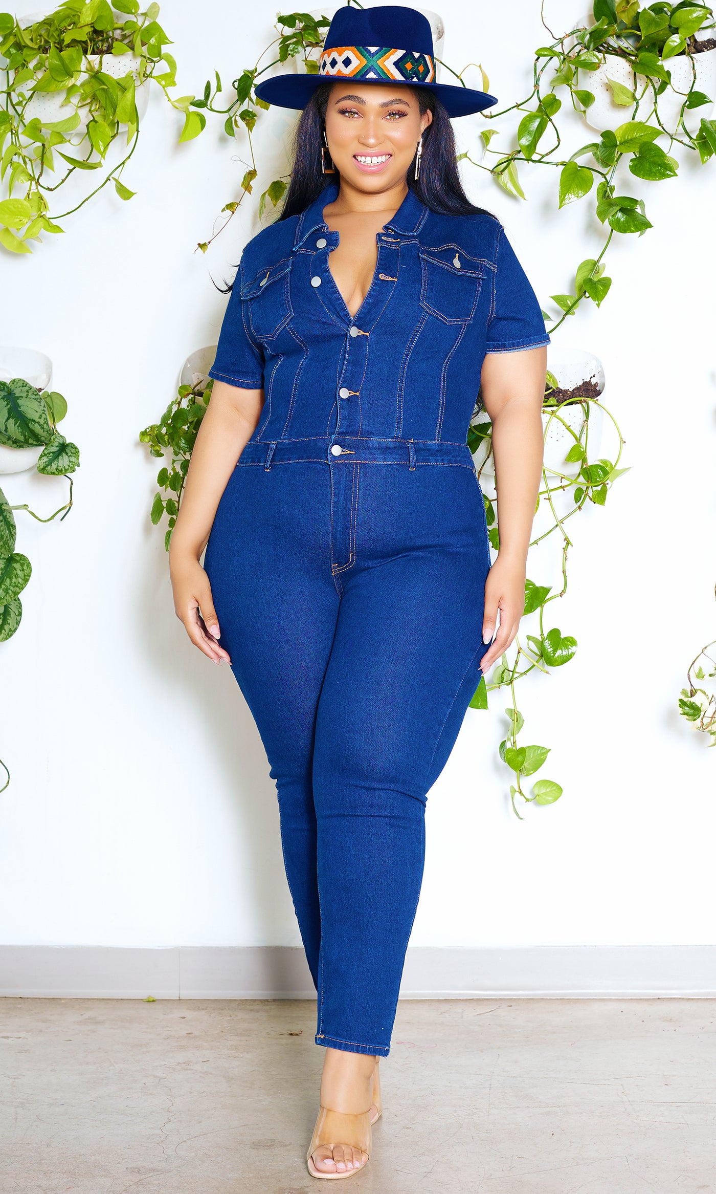 Date Ready  l Short Sleeve Flared Denim Jumpsuit - Cutely Covered