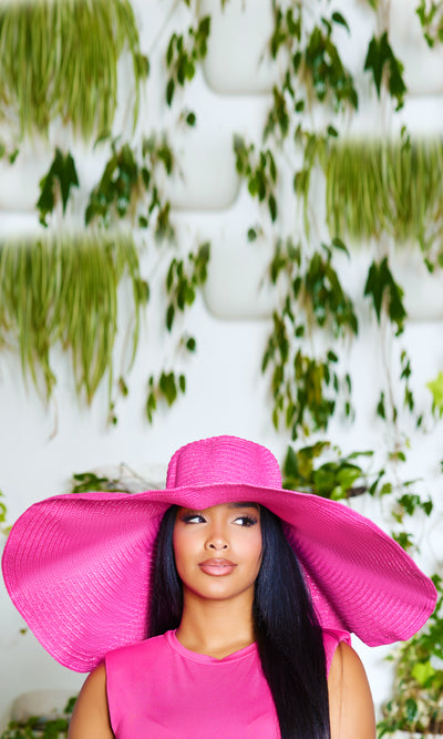 Beach Days |  Hot Pink Straw Hat - Cutely Covered