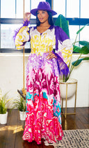 Loving Life | Feather Printed Dress - Purple - Cutely Covered
