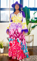 Loving Life | Feather Printed Dress - Purple - Cutely Covered