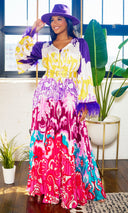 Loving Life | Feather Printed Dress - Purple - Cutely Covered