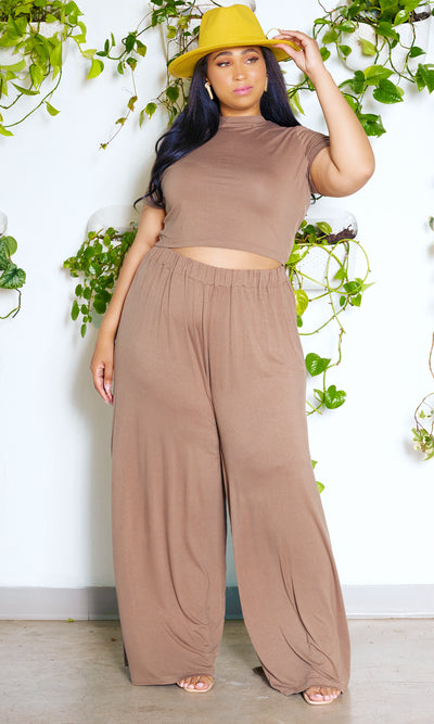 Summer Essential | Crop Top Pants Set - Nude - Cutely Covered