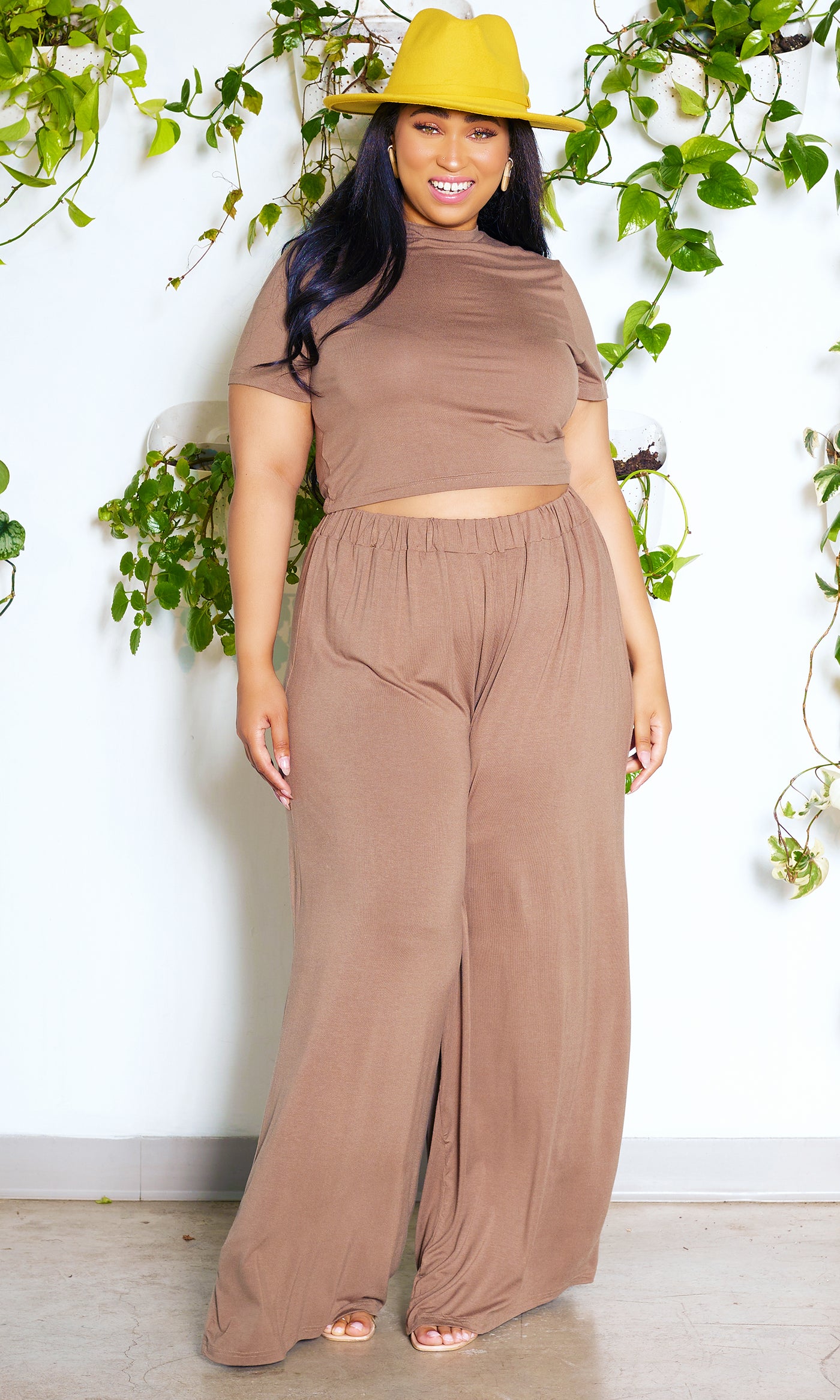 Summer Essential | Crop Top Pants Set - Nude - Cutely Covered