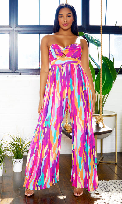 Charm  Print Jumpsuit - Multicolor - Cutely Covered