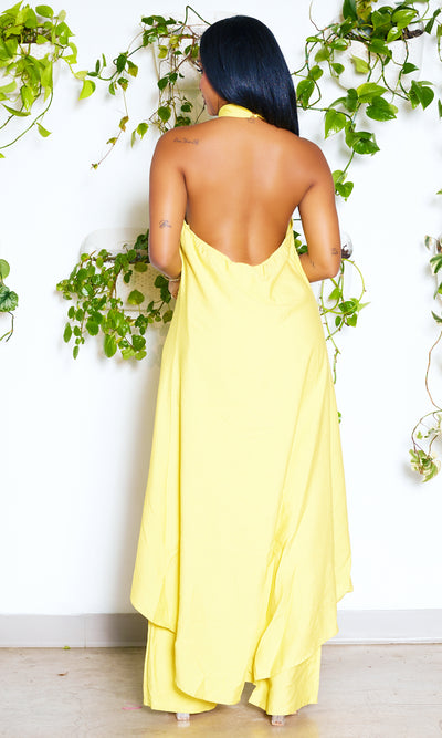 Summer's Best | High Low Halter Pants Set - Yellow - Cutely Covered