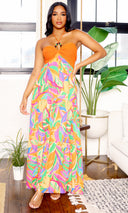 Boho Elegance | Crochet Halter Midi Dress - Orange - Cutely Covered