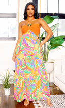 Boho Elegance | Crochet Halter Midi Dress - Orange - Cutely Covered