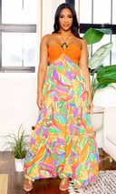 Boho Elegance | Crochet Halter Midi Dress - Orange - Cutely Covered