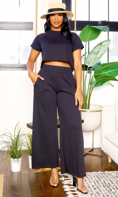 This is Me | Crop Pocket Pant Set-Black - Cutely Covered