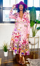 Doing It Well | Midi Floral Print Belted Dress - Dry Flower Print - Cutely Covered