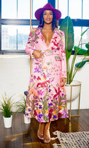 Doing It Well | Midi Floral Print Belted Dress - Dry Flower Print - Cutely Covered