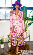 Doing It Well | Midi Floral Print Belted Dress - Dry Flower Print - Cutely Covered