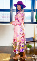 Doing It Well | Midi Floral Print Belted Dress - Dry Flower Print - Cutely Covered