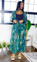 Tiger Sunset Lurex Beach Cover-Up Pant Set - Cutely Covered