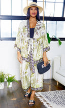 Oasis Printed Kimono Cover-Up Pants Set - Cutely Covered