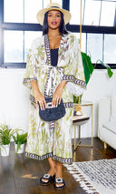 Oasis Printed Kimono Cover-Up Pants Set - Cutely Covered
