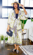 Oasis Printed Kimono Cover-Up Pants Set - Cutely Covered
