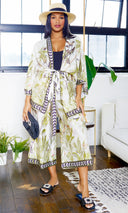 Oasis Printed Kimono Cover-Up Pants Set - Cutely Covered