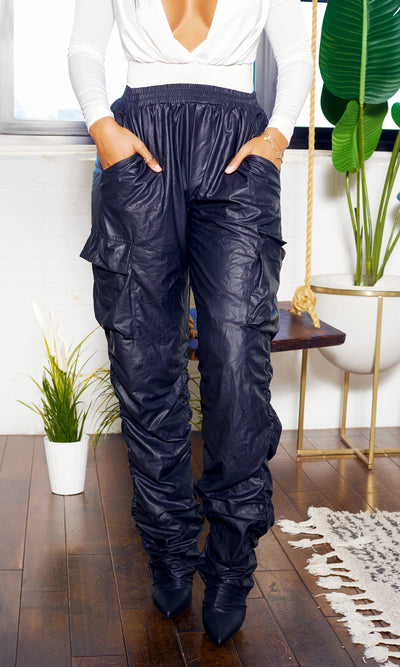 Metallic Scrunge Pants Boots | Black - Cutely Covered