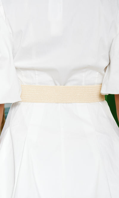 2 Round Buckle Elastic Waistband Belt -Cream - Cutely Covered