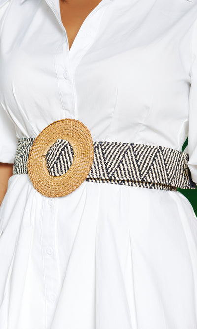 Elegant Contrast Belt with Circle Buckle - Cutely Covered