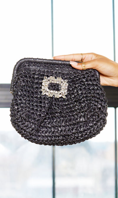 Ebony Straw Handbag - Black - Cutely Covered