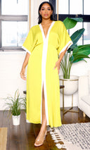 Tranquil Aura | Contrast Band Dress  - Chartreuse - Cutely Covered
