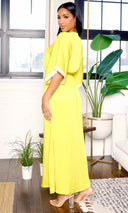 Tranquil Aura | Contrast Band Dress  - Chartreuse - Cutely Covered