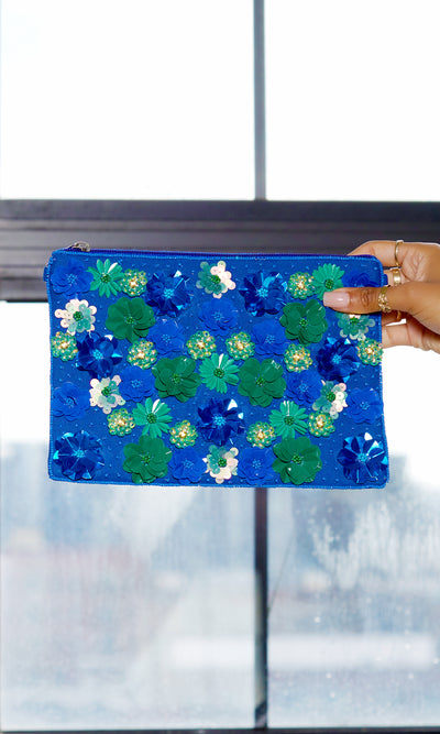 Floral Burst | Clutch Bag - Blue-Green - Cutely Covered