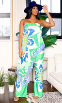 Flower Power | Draped Strapless Jumpsuit - Green - Cutely Covered