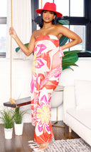 Flower Power | Draped Strapless Jumpsuit - Red - Cutely Covered