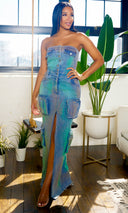 Denim Desire  | Denim Center Split Maxi Dress PREORDER Ships Early November - Cutely Covered