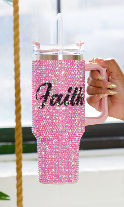 Faith Pink Bling Tumbler - Cutely Covered