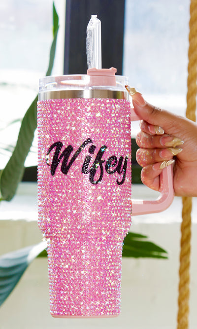 Wifey Pink Bling Tumbler - Cutely Covered