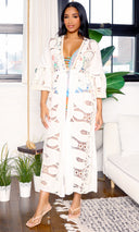 Ava Sheer | Lace Maxi Robe - White - Cutely Covered