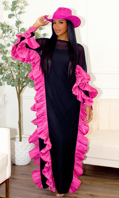 Alayah Side Ruffle Maxi Dress - Cutely Covered