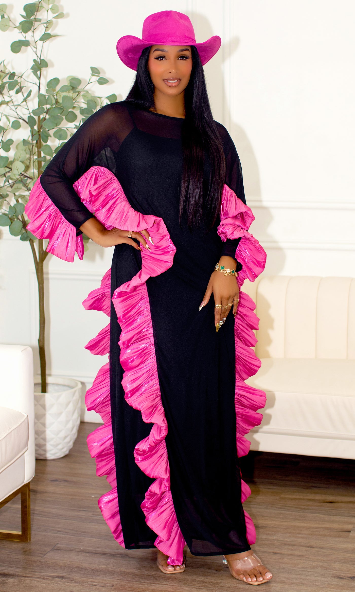 Alayah Side Ruffle Maxi Dress - Cutely Covered