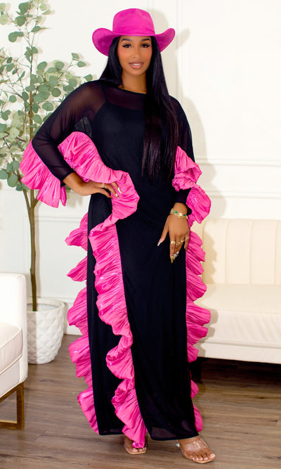 Alayah Side Ruffle Maxi Dress - Cutely Covered