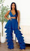 Anaya Ruffle & Rise Tiered Denim Duo Preorder Ships End Oct- Early Nov - Cutely Covered